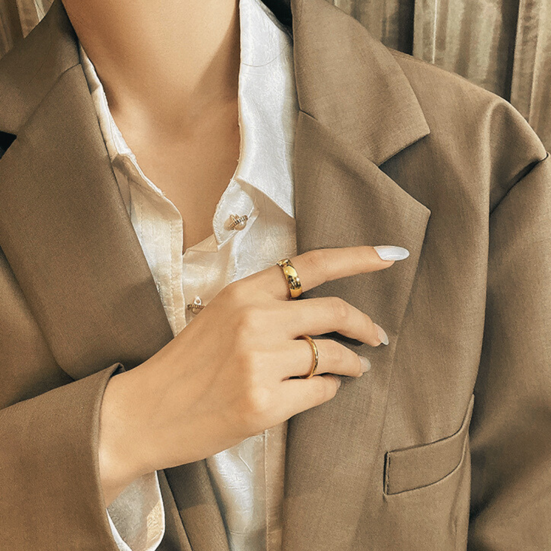 Titanium 18K Gold Stackable Premium Minimalistic Ring