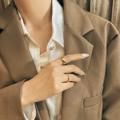 Titanium 18K Gold Stackable Premium Minimalistic Ring