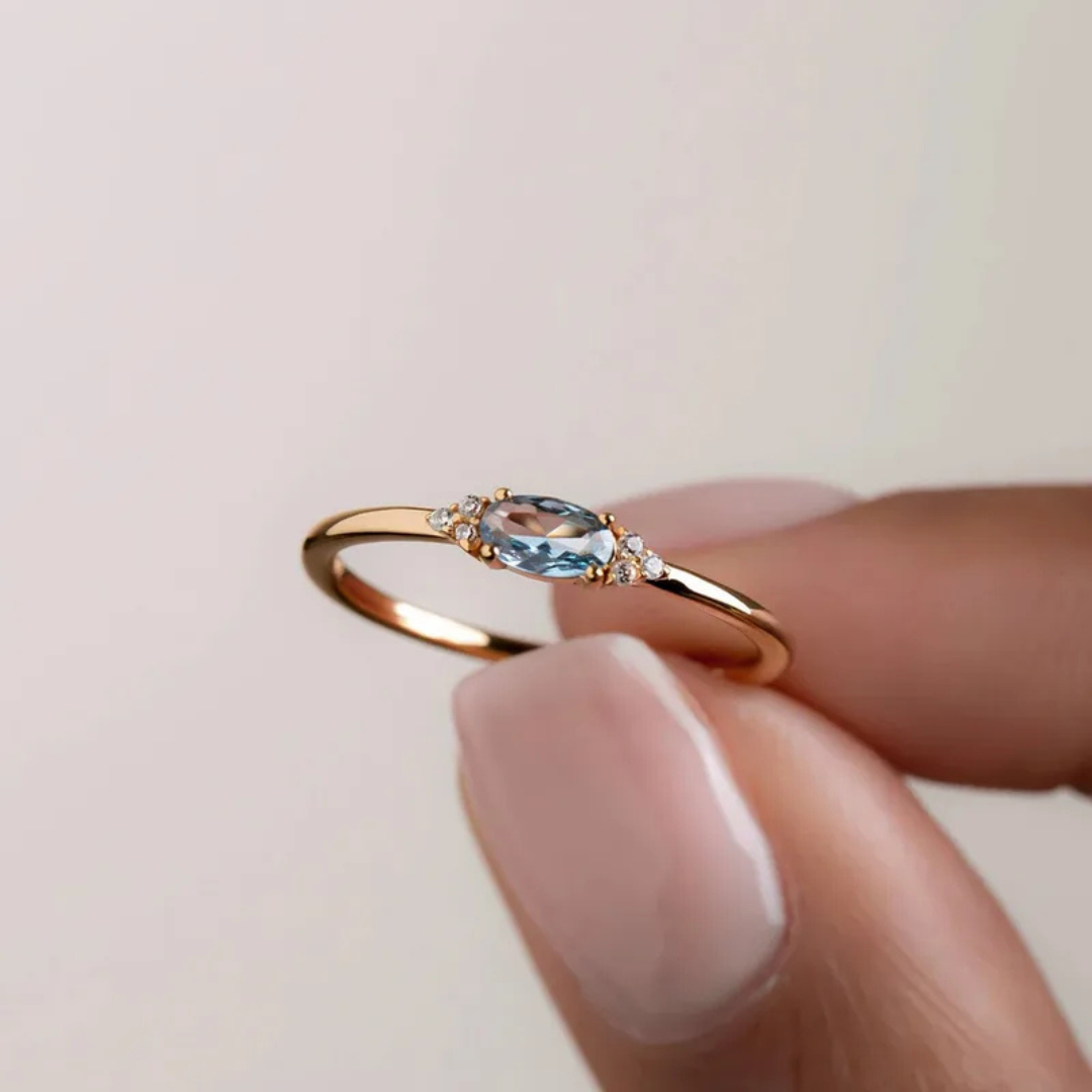 Oval Blue Gemstone Ring