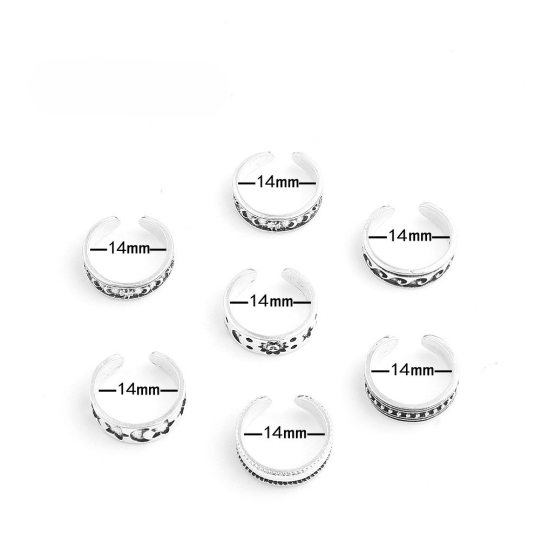 Barefoot Gleam 7pcs Set Toe Rings