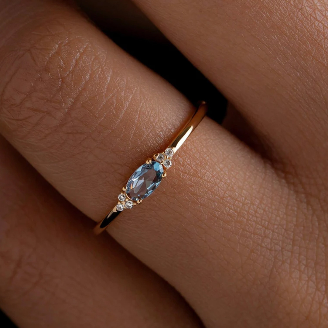 Oval Blue Gemstone Ring