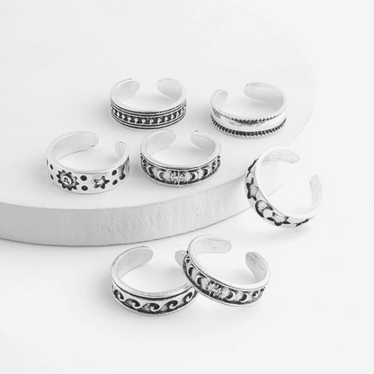 Barefoot Gleam 7pcs Set Toe Rings