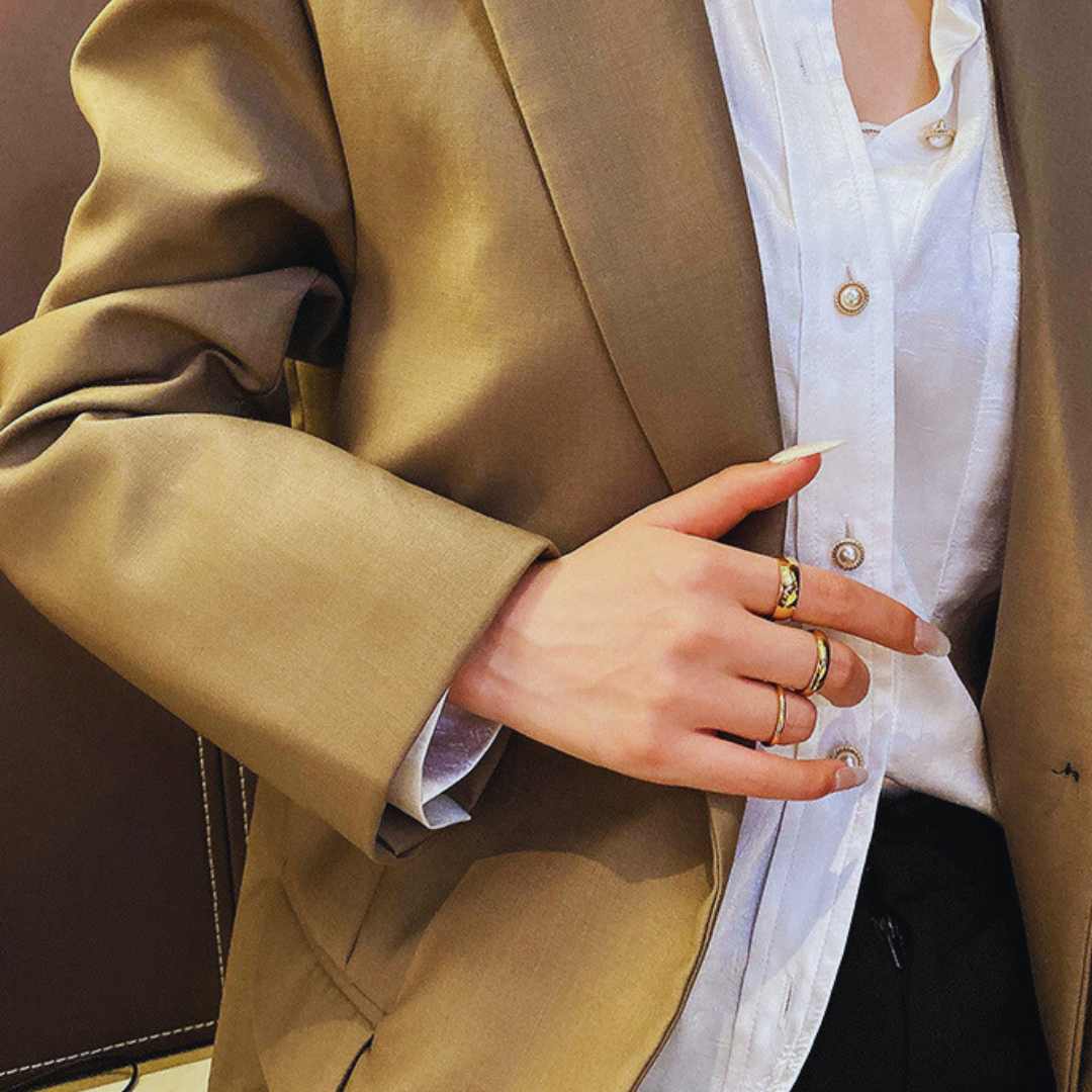 Titanium 18K Gold Stackable Premium Minimalistic Ring