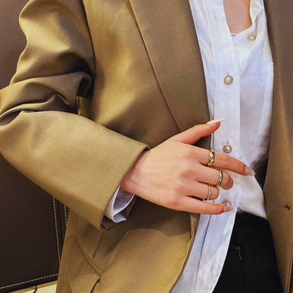 Titanium 18K Gold Stackable Premium Minimalistic Ring