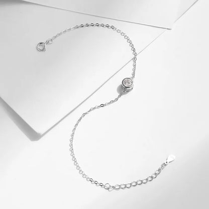 Elevated Cable Chain Round Colorless Moissanite Crystal Bracelet