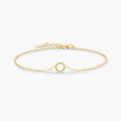 Radiating Gold Cable Chain Round Zircon Gemstone Bracelet