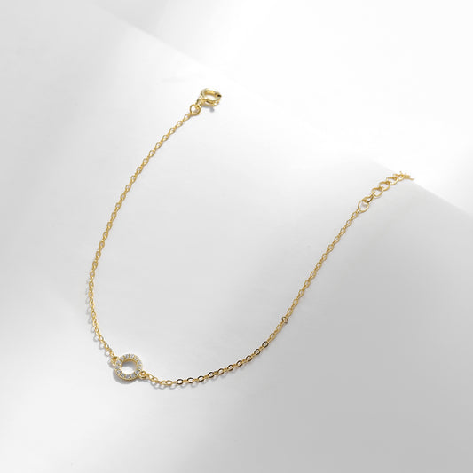 Radiating Gold Cable Chain Round Zircon Gemstone Bracelet