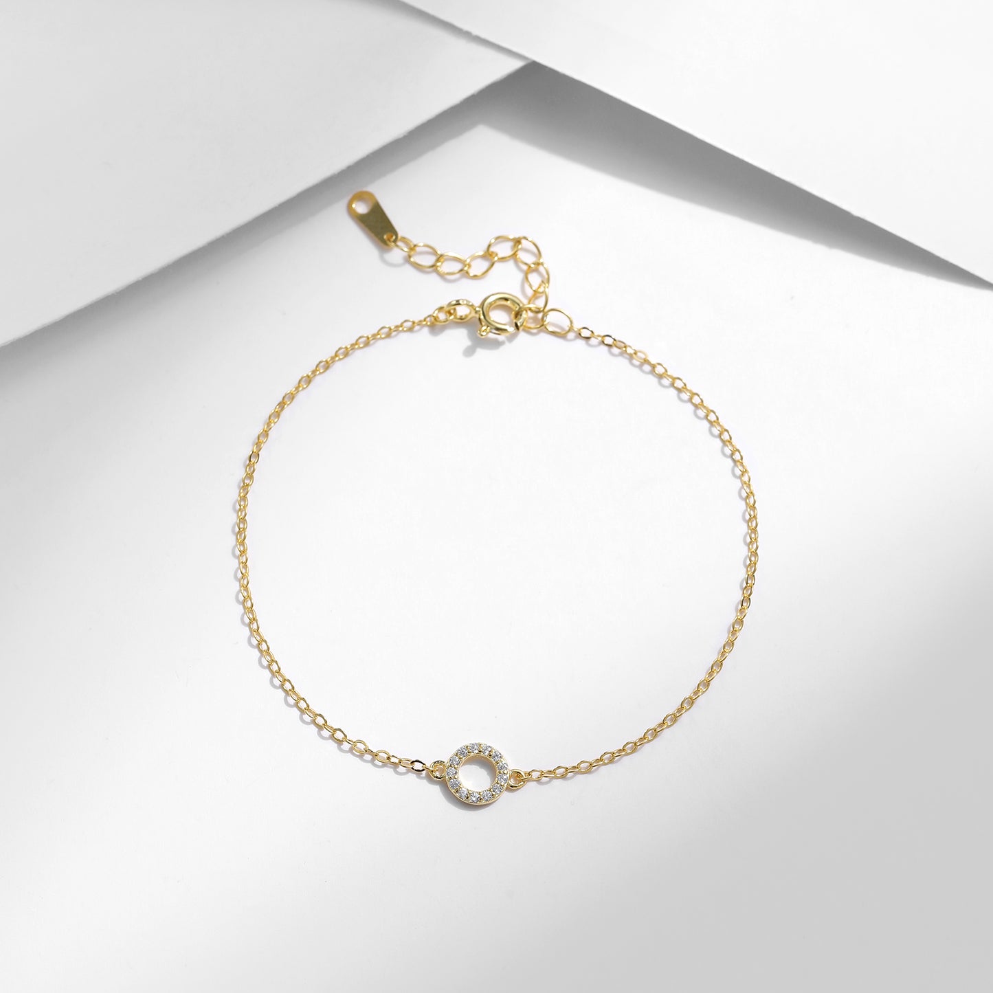 Radiating Gold Cable Chain Round Zircon Gemstone Bracelet