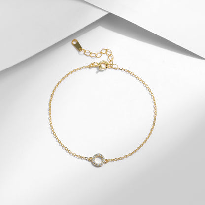Radiating Gold Cable Chain Round Zircon Gemstone Bracelet