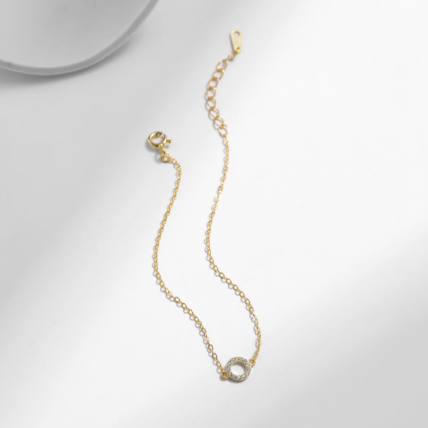 Radiating Gold Cable Chain Round Zircon Gemstone Bracelet