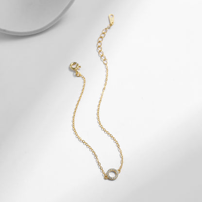 Radiating Gold Cable Chain Round Zircon Gemstone Bracelet