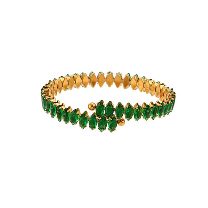 Infinity 18K Gold Plated Gemstone Bangle Bracelet
