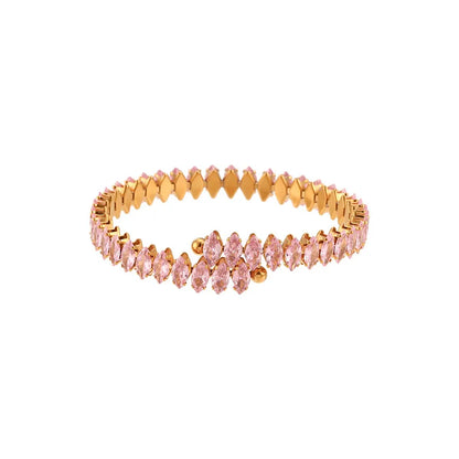Infinity 18K Gold Plated Gemstone Bangle Bracelet