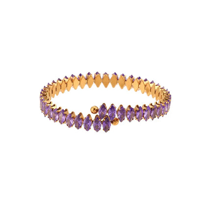 Infinity 18K Gold Plated Gemstone Bangle Bracelet