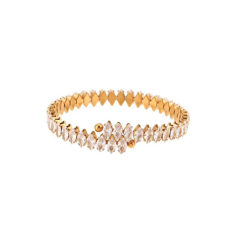 Infinity 18K Gold Plated Gemstone Bangle Bracelet