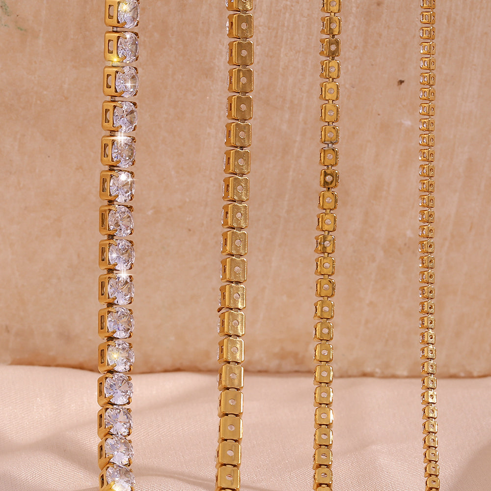 Delicate 18K Gold Plated Zircon Tennis Necklace