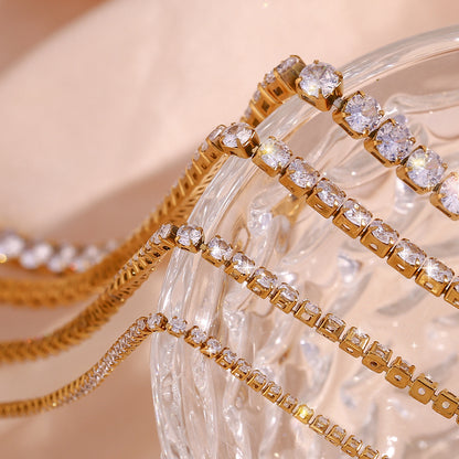 Delicate 18K Gold Plated Zircon Tennis Necklace