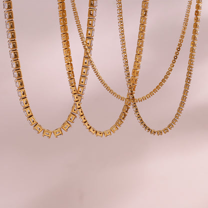 Delicate 18K Gold Plated Zircon Tennis Necklace