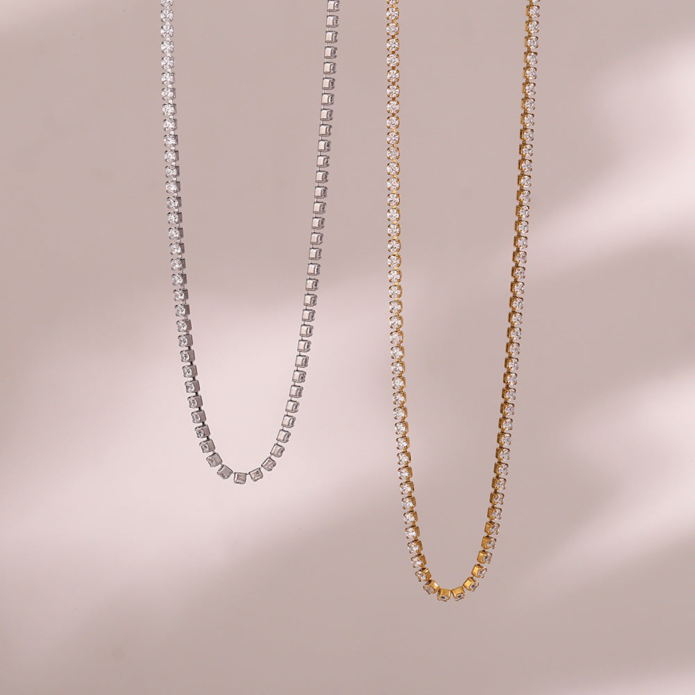 Delicate 18K Gold Plated Zircon Tennis Necklace