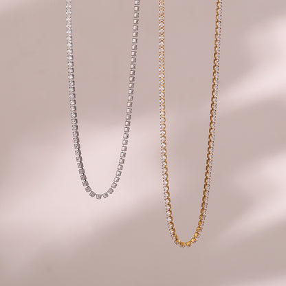 Delicate 18K Gold Plated Zircon Tennis Necklace