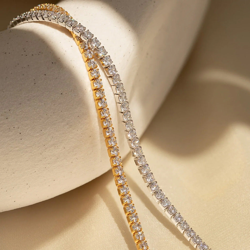 White Zircon Stainless Steel Tennis Bracelet
