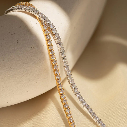 White Zircon Stainless Steel Tennis Bracelet