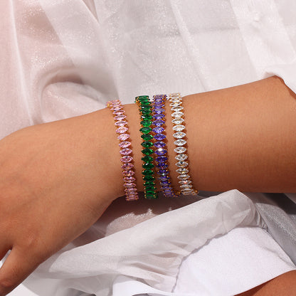 Infinity 18K Gold Plated Gemstone Bangle Bracelet