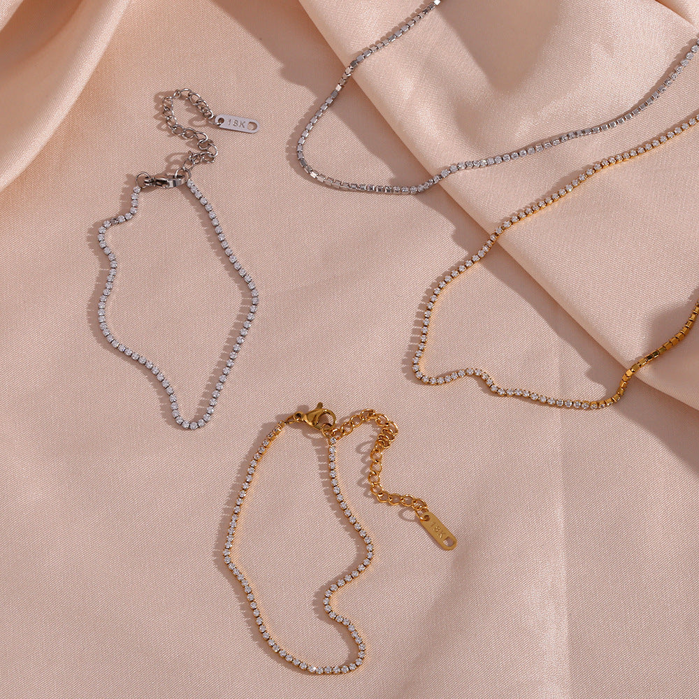 Delicate 18K Gold Plated Zircon Tennis Necklace