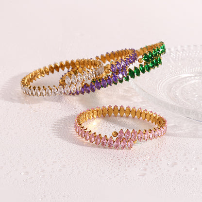 Infinity 18K Gold Plated Gemstone Bangle Bracelet
