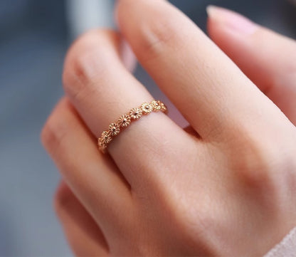 925 Sterling Silver Eternity Daisy Wild Flower Ring
