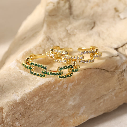 Zircon Gemstone Geometric Chain Linked  Ring