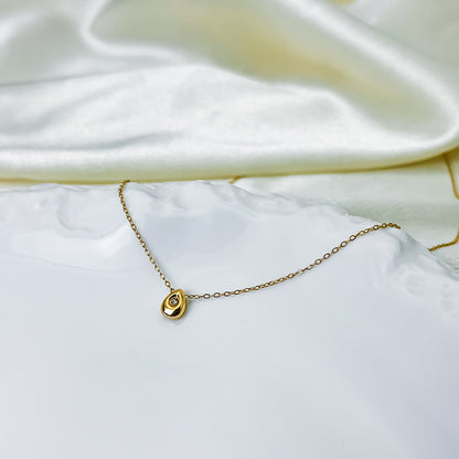 Rhinestone Inlay Water Droplet Pendant Necklace