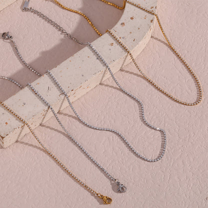 Delicate 18K Gold Plated Zircon Tennis Necklace