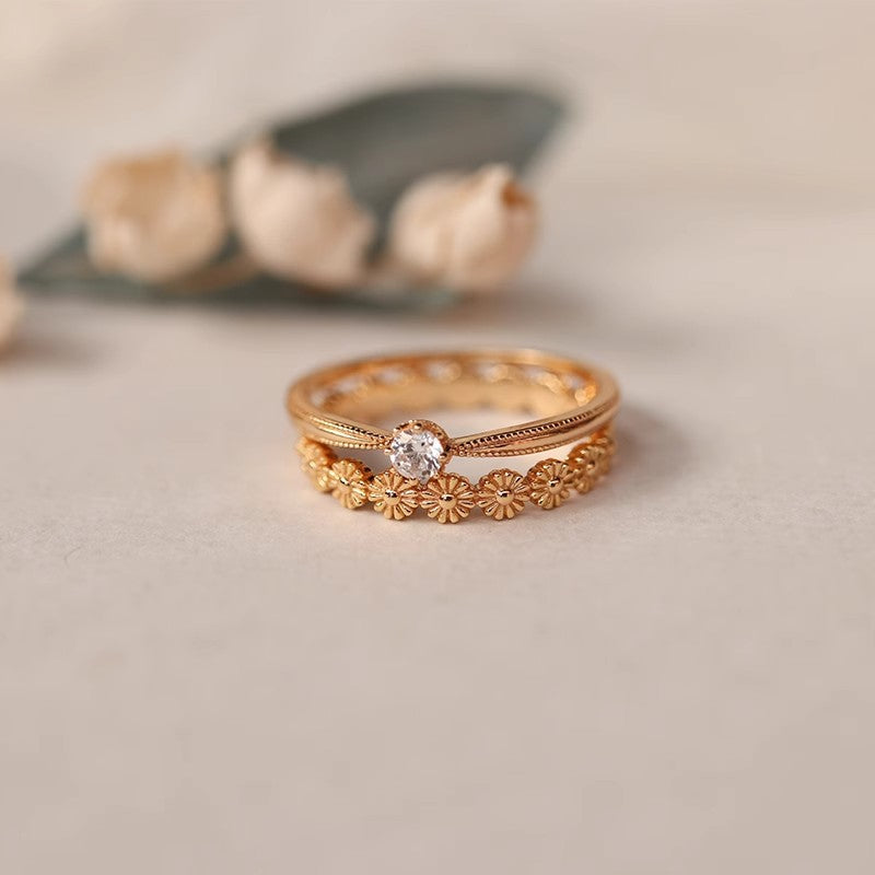 925 Sterling Silver Eternity Daisy Wild Flower Ring