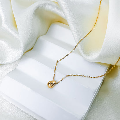 Rhinestone Inlay Water Droplet Pendant Necklace
