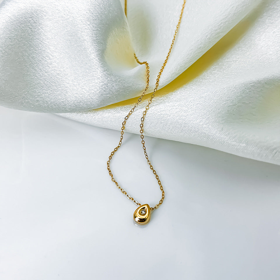 Rhinestone Inlay Water Droplet Pendant Necklace