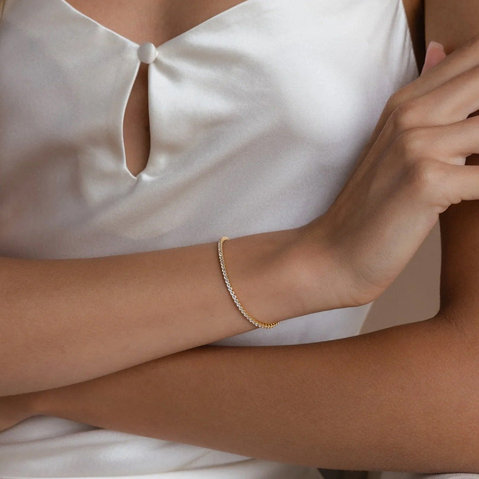 White Zircon Stainless Steel Tennis Bracelet