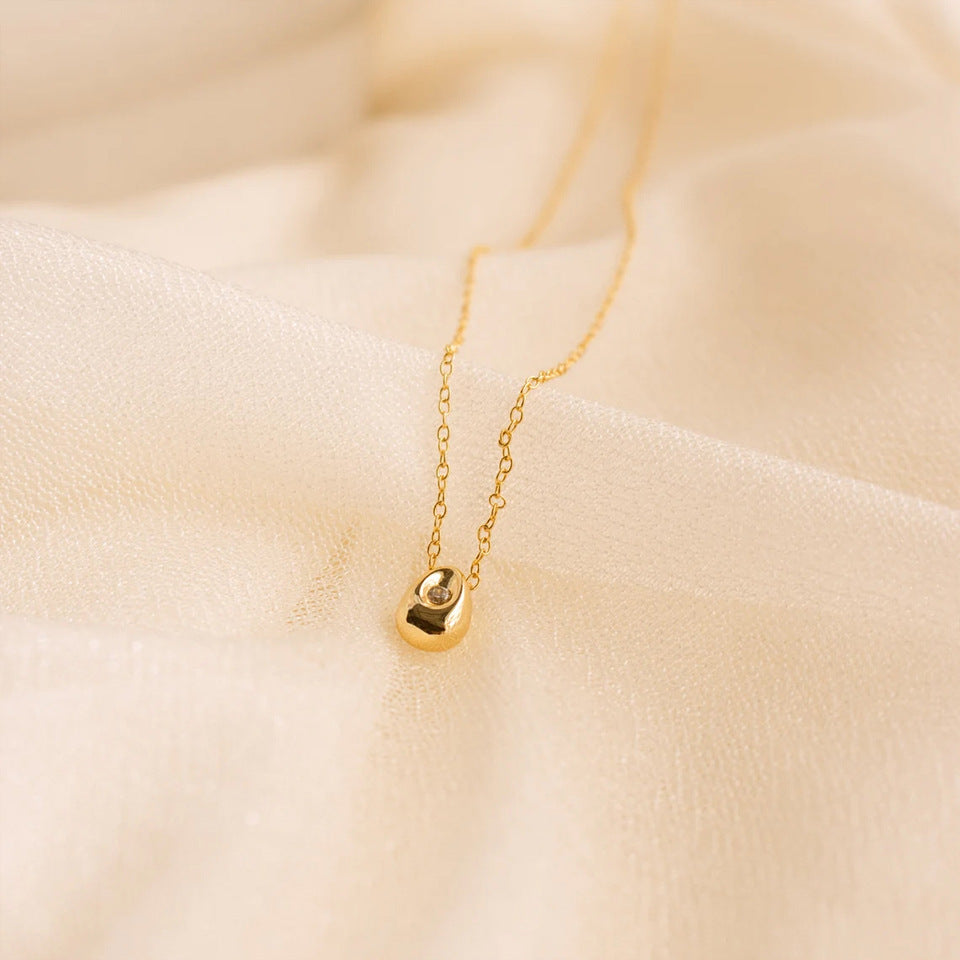 Rhinestone Inlay Water Droplet Pendant Necklace