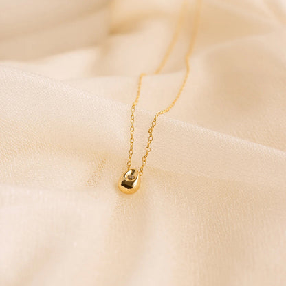 Rhinestone Inlay Water Droplet Pendant Necklace