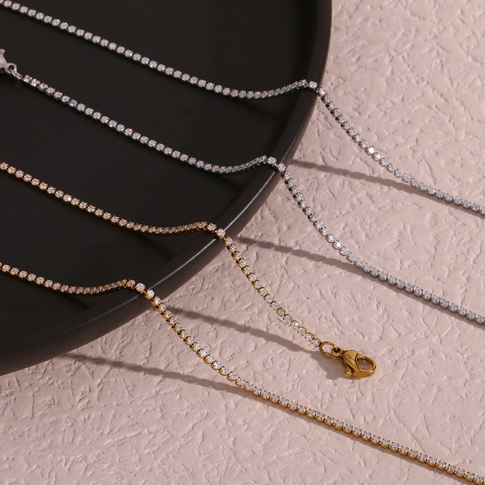 Delicate 18K Gold Plated Zircon Tennis Necklace