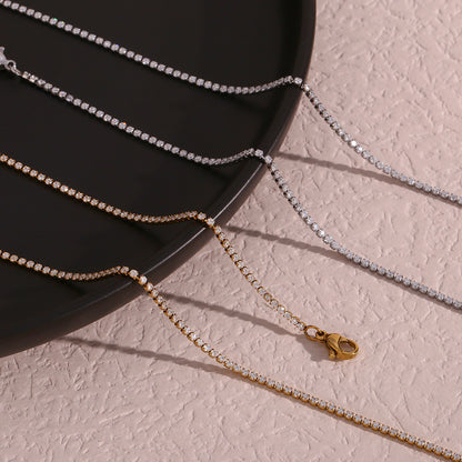 Delicate 18K Gold Plated Zircon Tennis Necklace