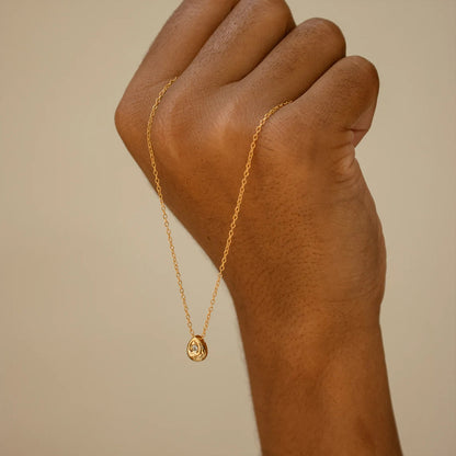 Rhinestone Inlay Water Droplet Pendant Necklace