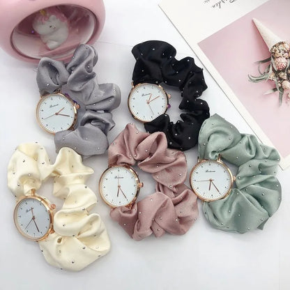 Scrunchie Rhinestone Boho Watch