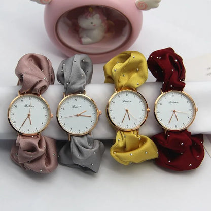 Scrunchie Rhinestone Boho Watch