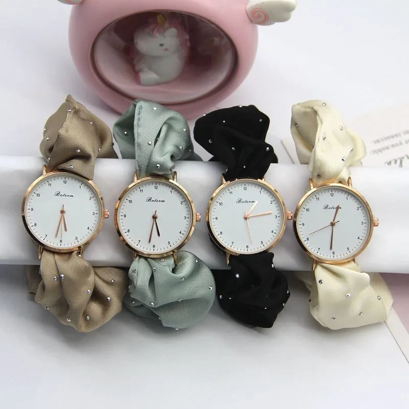 Scrunchie Rhinestone Boho Watch