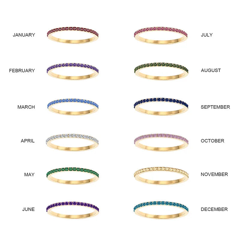 14K Yellow & Rose Gold Birthstone Stackable Rings