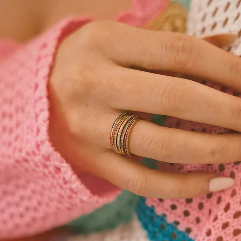 14K Yellow & Rose Gold Birthstone Stackable Rings