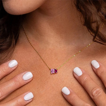 Toi et Moi Duel Gemstone Birthstone Cable Chain Necklace