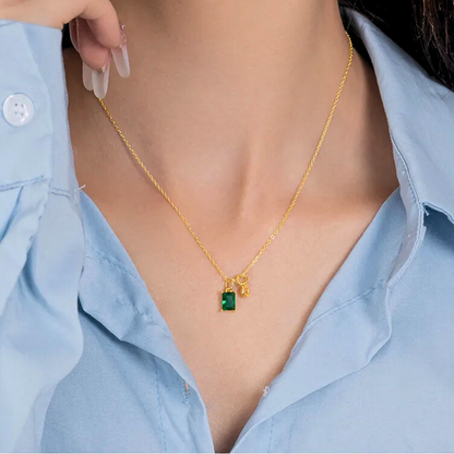 Gold 925 Sterling Silver Initial & Birthstone Duo