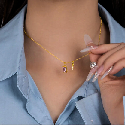 Gold 925 Sterling Silver Initial & Birthstone Duo